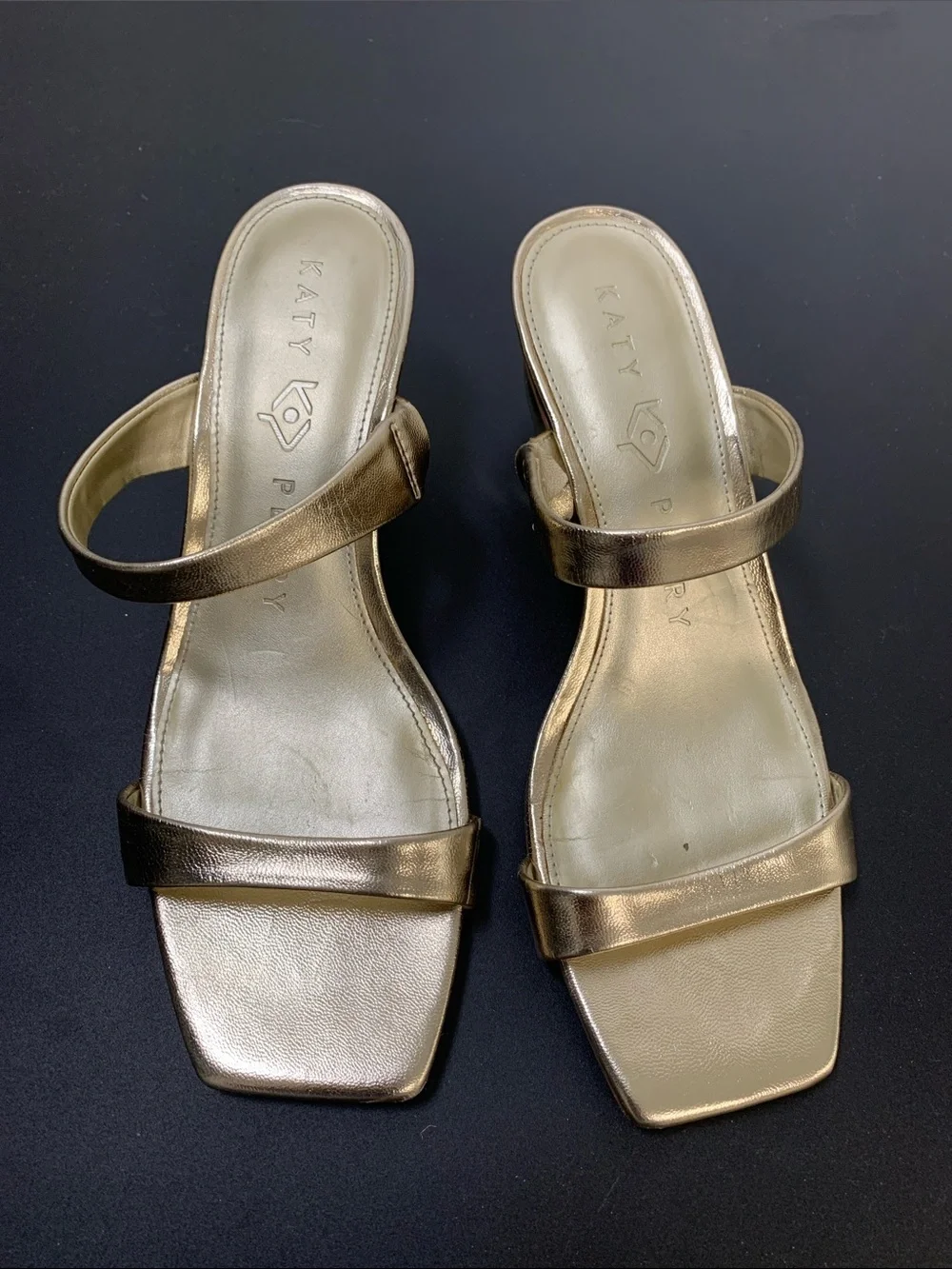 Katy Perry Collections Metallic Gold Sculptural Heel Sandals
